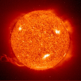 The sun is basically a giant ball of hydrogen gas undergoing fusion and giving off vast amounts of energy in the process.